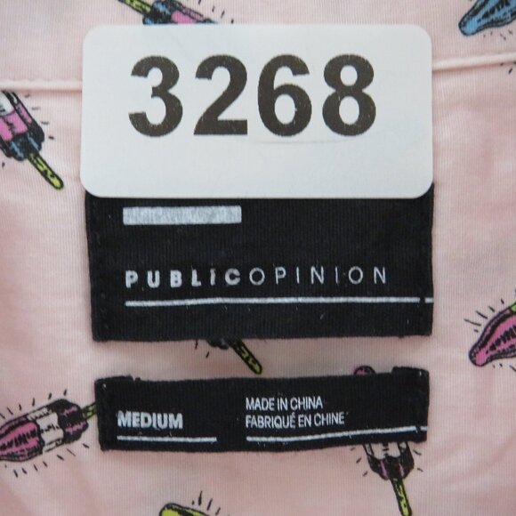 Public Opinion* Men's Short Sleeve Button Down Curved Hem Pocket Shirt~ Medium - Picture 3 of 11